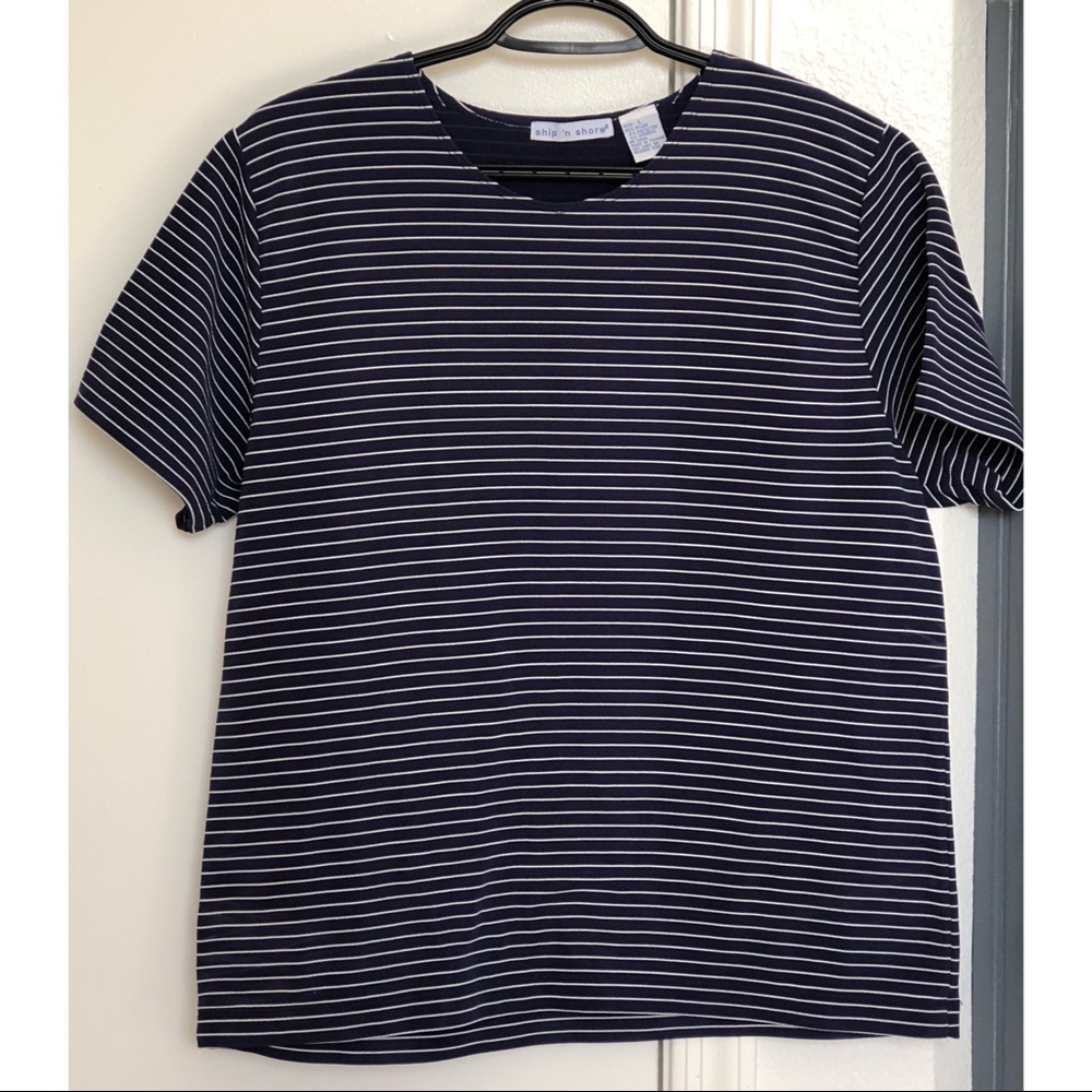 Ship ‘n Shore Navy Basic Striped Shirt